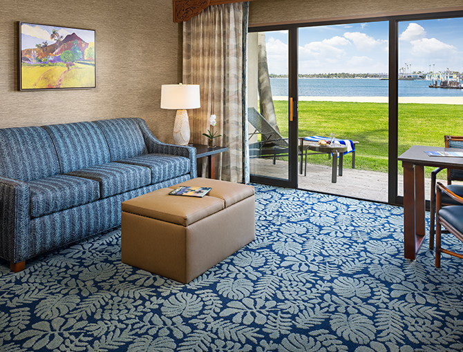  Living room in the Bayfront Suite with views of Mission May at the Catamaran Resort Hotel and Spa